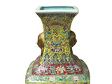 Chinese Yellow Base Canton Famille  Mille Fleurs Porcelain Vase ws4855S