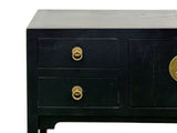 Black 4 Drawers Moon Face Slim Narrow Foyer Console Side Table ws5084S
