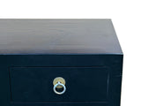 Black 4 Drawers Moon Face Slim Narrow Foyer Console Side Table ws5084S