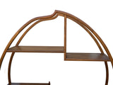 Oriental Circular Peach Shape Brown Wood Display Cabinet Room Divider ws4999S