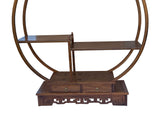 Oriental Circular Peach Shape Brown Wood Display Cabinet Room Divider ws4999S