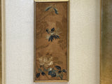 Vintage Chinese Floral Embroidery Fabric Piece Framed Wall Art ws4886S