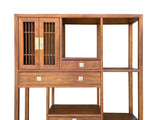 Asian Inspired Asymmetrical Light Brown Shelving Display Cabinet Divider ws4975S