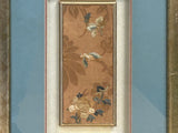 Vintage Chinese Floral Embroidery Fabric Piece Framed Wall Art ws4885S