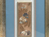 Vintage Chinese Floral Embroidery Fabric Piece Framed Wall Art ws4885S