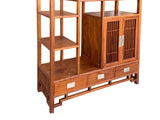 Asian Inspired Asymmetrical Light Brown Shelving Display Cabinet Divider ws4975S