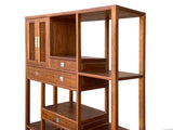 Asian Inspired Asymmetrical Light Brown Shelving Display Cabinet Divider ws4975S