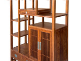Asian Inspired Asymmetrical Light Brown Shelving Display Cabinet Divider ws4975S