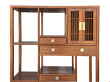 Asian Inspired Asymmetrical Light Brown Shelving Display Cabinet Divider ws4975BS