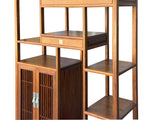 Asian Inspired Asymmetrical Light Brown Shelving Display Cabinet Divider ws4975BS
