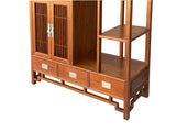 Asian Inspired Asymmetrical Light Brown Shelving Display Cabinet Divider ws4975BS