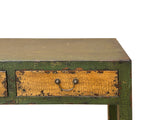 Vintage Rustic Fabric Grass Green Lacquer 3 Drawers Console Table ws4675S
