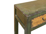 Vintage Rustic Fabric Grass Green Lacquer 3 Drawers Console Table ws4675S