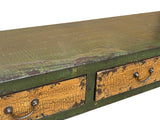 Vintage Rustic Fabric Grass Green Lacquer 3 Drawers Console Table ws4675S