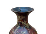 Chinese Brown Lacquer Golden Scenery Decorative Wood Vase Art ws4764S