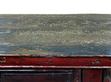 Vintage Distressed Brick Red Marks Point Edge Credenza Sideboard Cabinet ws4978S