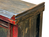 Vintage Distressed Brick Red Marks Point Edge Credenza Sideboard Cabinet ws4978S