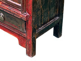 Vintage Distressed Brick Red Marks Point Edge Credenza Sideboard Cabinet ws4978S