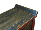 Vintage Distressed Brick Red Marks Point Edge Credenza Sideboard Cabinet ws4978S