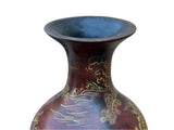 Chinese Brown Lacquer Golden Scenery Decorative Wood Vase Art ws4764S