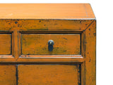 Distressed Vintage Style Weathered Orange Drawers Credenza Cabinet ws4995S