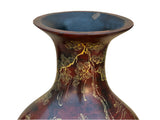 Chinese Brown Lacquer Golden Scenery Decorative Wood Vase Art GB671S