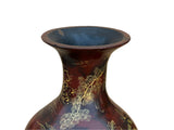 Chinese Brown Lacquer Golden Scenery Decorative Wood Vase Art GB671S