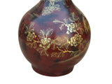 Chinese Brown Lacquer Golden Scenery Decorative Wood Vase Art GB671S