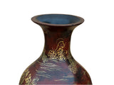 Chinese Brown Lacquer Golden Scenery Decorative Wood Vase Art GB671S