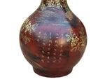Chinese Brown Lacquer Golden Scenery Decorative Wood Vase Art GB671S