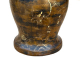 Chinese Distressed Brown Lacquer Golden Scenery Wood Temple Jar ws4763S