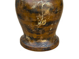 Chinese Distressed Brown Lacquer Golden Scenery Wood Temple Jar ws4763S