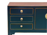 47" Black Wood Grain Pattern 6 Drawers Console Side Altar Table ws5064S