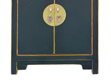 Oriental Black Lacquer Moon Face One Drawer End Table Nightstand ws5088S