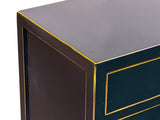Oriental Black Lacquer Moon Face One Drawer End Table Nightstand ws5088S