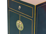 Oriental Black Lacquer Moon Face One Drawer End Table Nightstand ws5088S