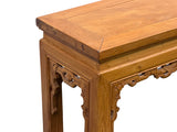 Vintage Oriental Light Brown Dragon Motif Apron Wood Bench Table ws5030S