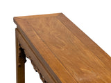 Vintage Oriental Light Brown Dragon Motif Apron Wood Bench Table ws5030S