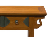 Oriental Copper Brown Ru Yi Apron 3 Drawers Low Bench Table ws5068S