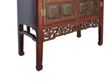 Vintage Chinese Brown Flower Vase Graphic Old Fashion Storage Cabinet ws4896S