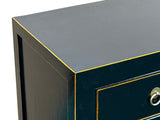 Oriental Black Lacquer 3 Drawers MoonFace Console Credenza Sideboard ws5089S