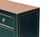 Oriental Black Lacquer 3 Drawers MoonFace Console Credenza Sideboard ws5089S