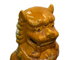 Pair Chinese Tri-Color Mustard Yellow Glaze Fengshui Lions Foo Dogs GB402S cs2368