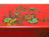 Oriental Bright Red Golden Flower Bird Graphic Drawers Chest ws5065S