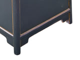Oriental Black Lacquer Moon Face Hardware Small End Table Nightstand GB715S