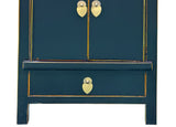 Oriental Black Lacquer Moon Face Hardware Small End Table Nightstand GB716S