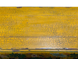Vintage Chinese Yellow Lacquered Wood Credenza Sideboard Carved Scenic Panels ws5016S