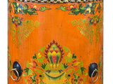 Distressed Light Orange Tibetan Style Jewel Symbol Round Drum Table GB700S
