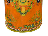 Distressed Light Orange Tibetan Style Jewel Symbol Round Drum Table GB700S