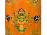 Distressed Light Orange Tibetan Style Jewel Symbol Round Drum Table GB700S